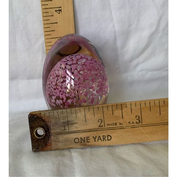 Daum France Pink Flowers Glass Egg Figurine Paperweight Signed DECO 70’s MCM VTG - Picture 5 of 6